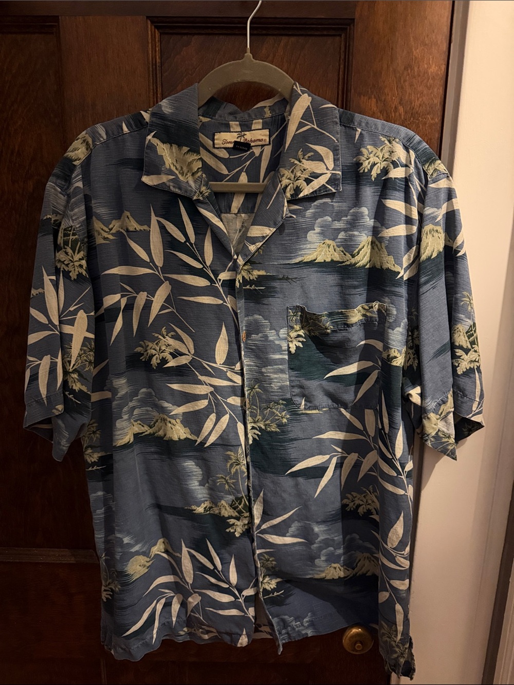 Tommy Bahama silk Blue and Cream Tropical Camp Shirt